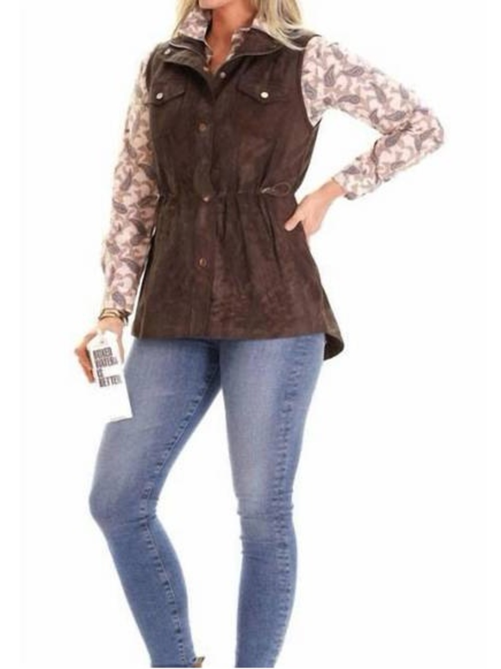 Duffield Lane Sumner Water Resistant Lightweight Nylon Vest Preppy Brown XS